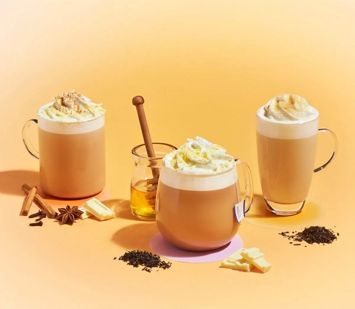 アールグレイハニーホイップティー ラテ-チャイ＆ホワイトチョコレートティーラテ-ほうじ茶クリームティーラテ2