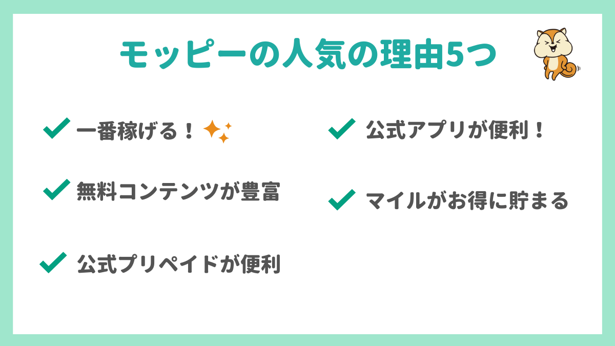 モッピーの魅力｜人気の理由5選